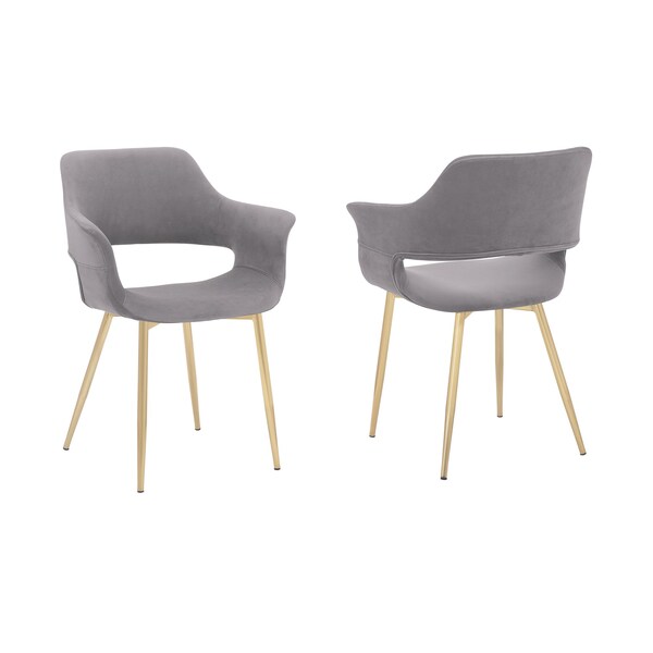 Armen Living Gigi Gray Velvet Dining Room Chair with Gold Metal Legs, PK2 LCGICHGREY - main